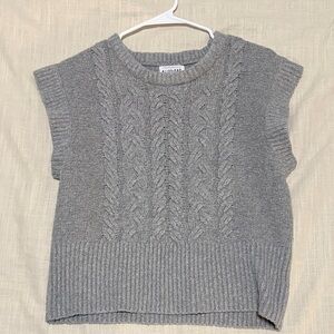 Gray Cable Knit Sweater Vest